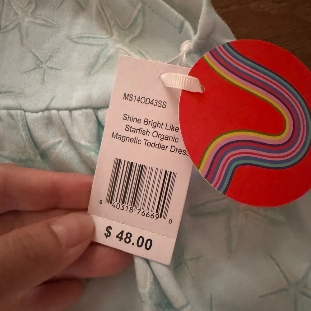 NWT MAGNETIC ME STARFISH ORGANIC COTTON DRESS WI BOW Sz 2T